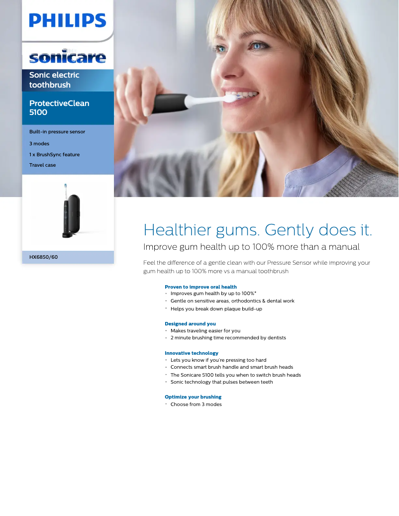 Image de la première page du manuel de l'appareil Sonicare ProtectiveClean 5100 HX6850