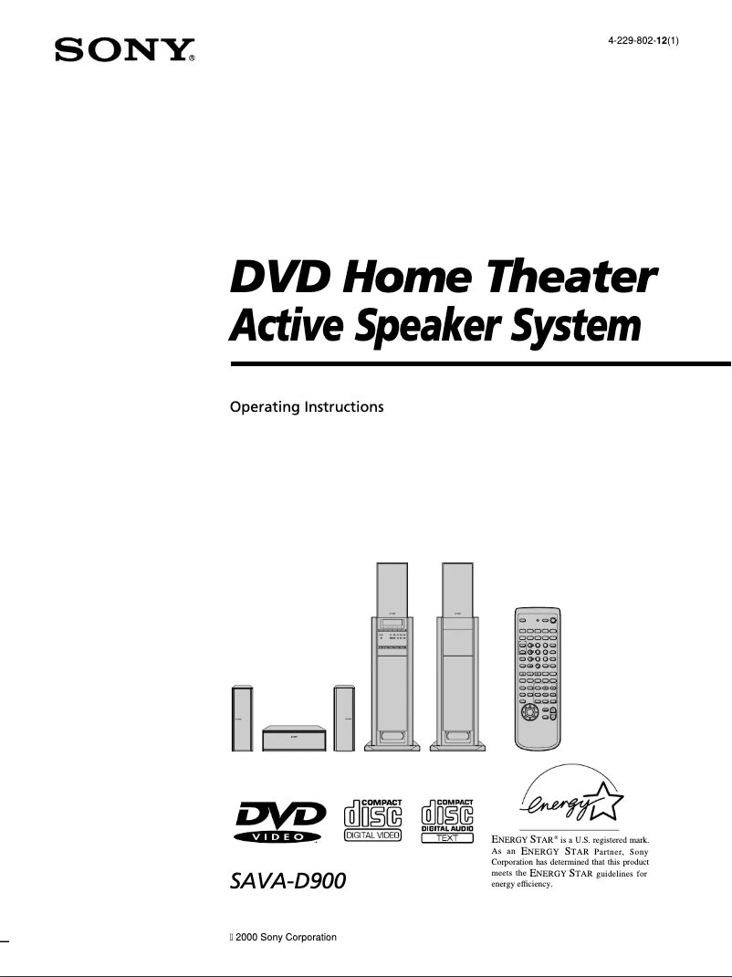 Page 1 de la notice Manuel utilisateur Sony SAVA-D900