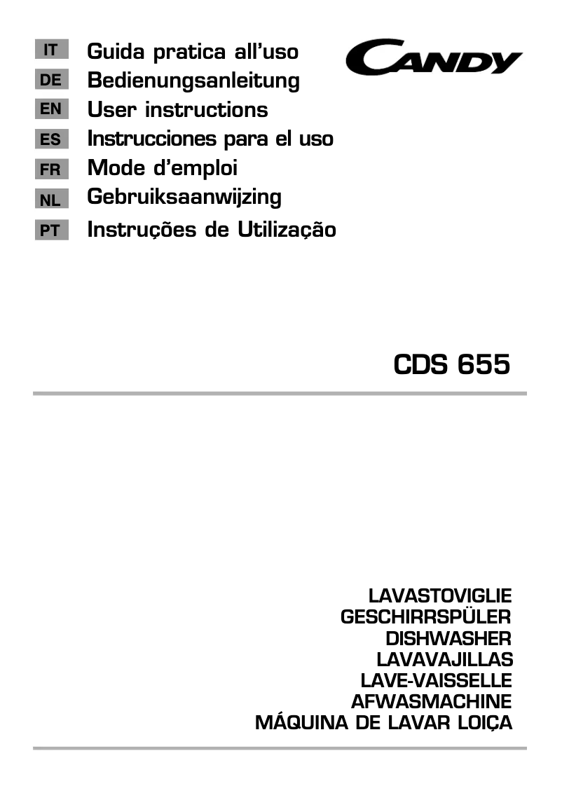Page n°1 - Manuel utilisateur Candy CDS 655X RC