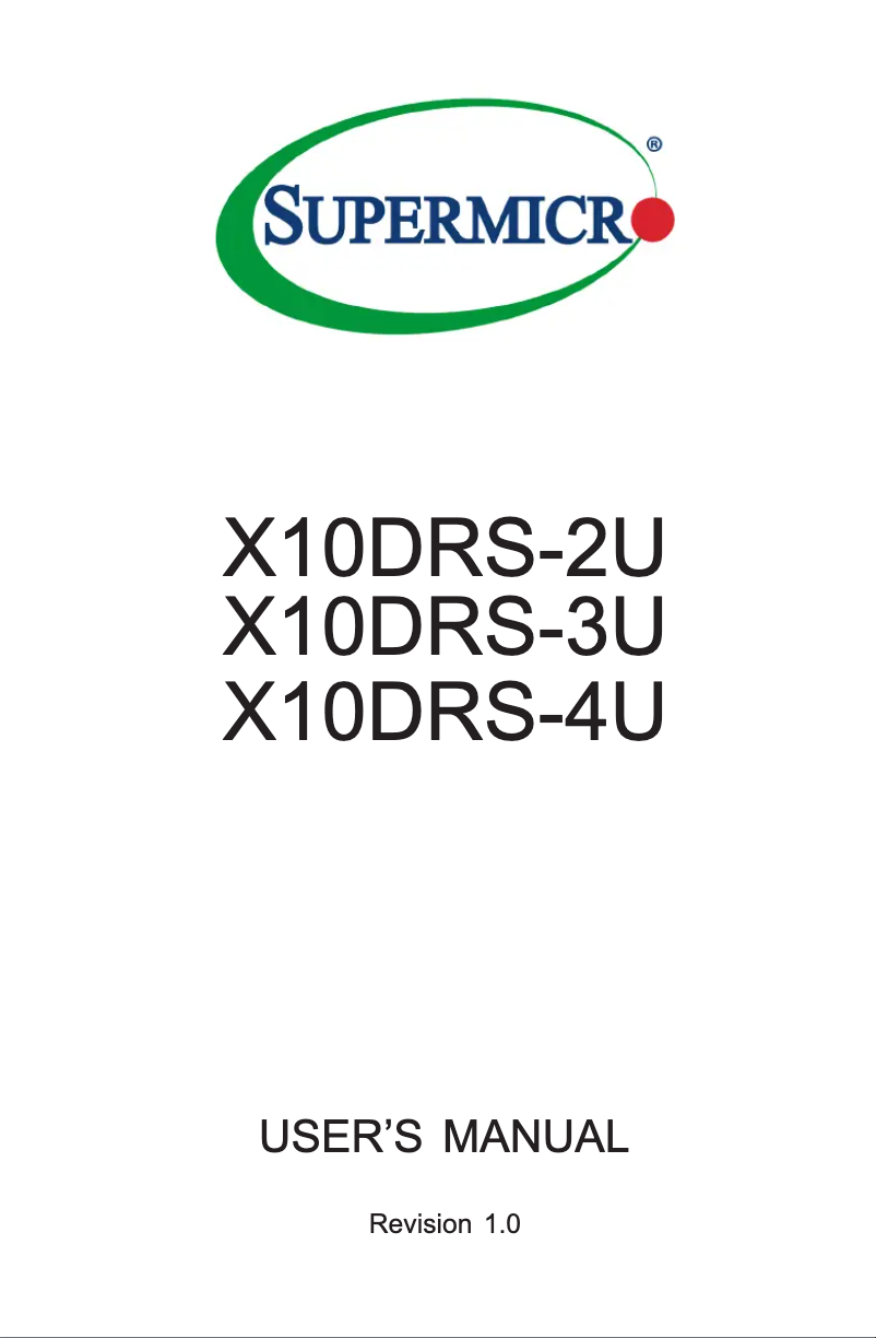 Page 1 de la notice Manuel utilisateur Supermicro X10DRS-2U