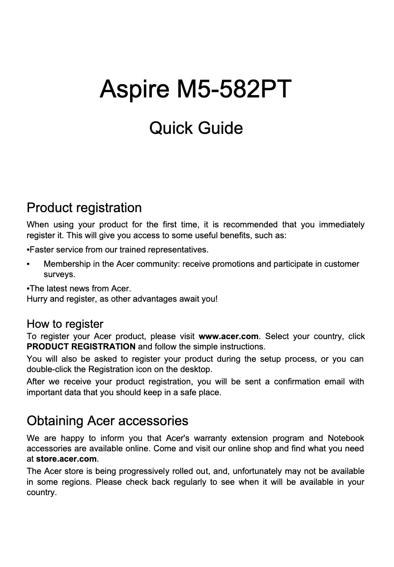 Page n°1 - Manuel utilisateur Acer Aspire M5-582PT