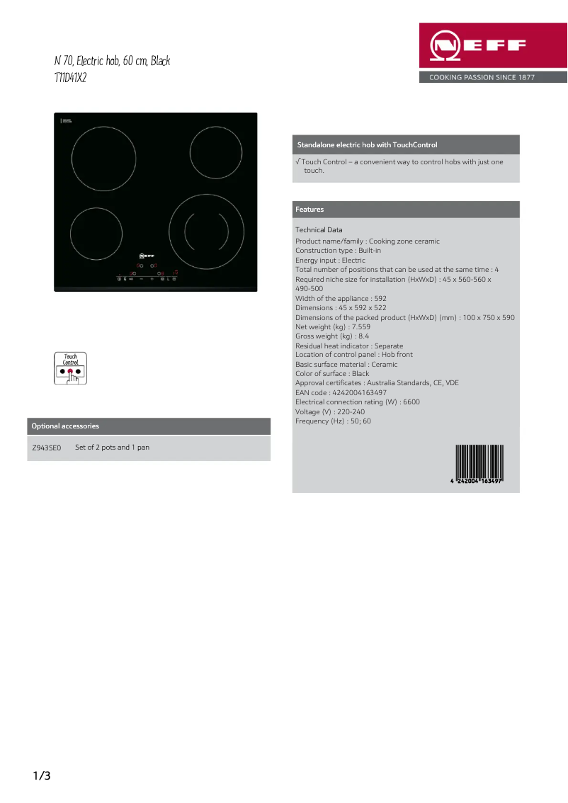Image de la première page du manuel de l'appareil T11D41X2