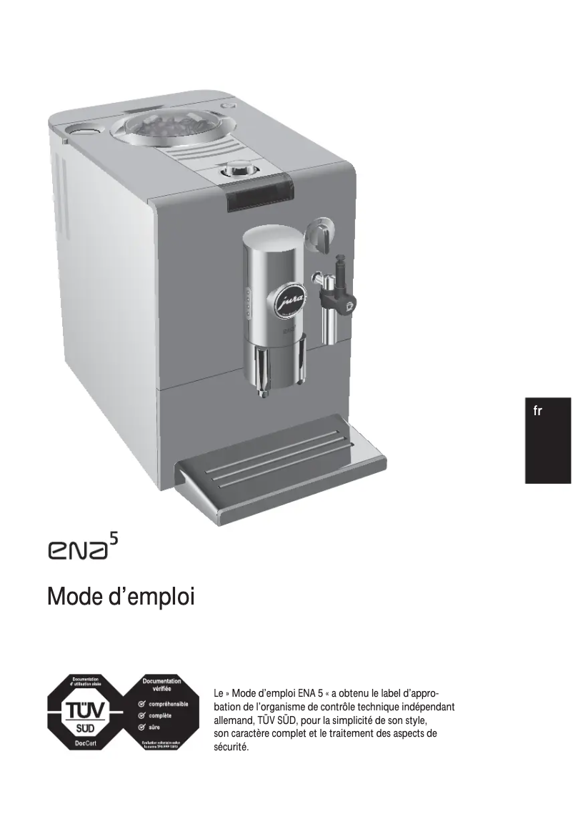 Page 1 de la notice Manuel utilisateur Jura ENA 5