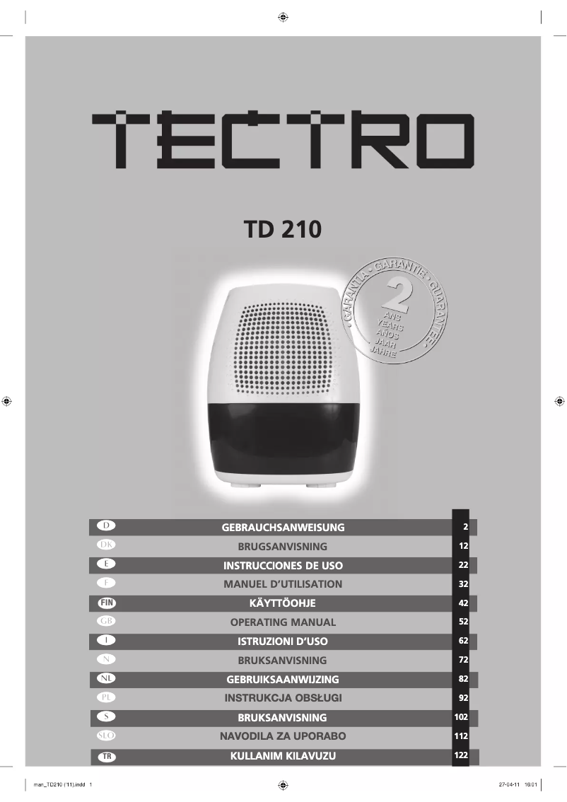 Imagen de la primera página del manual del dispositivo TD210