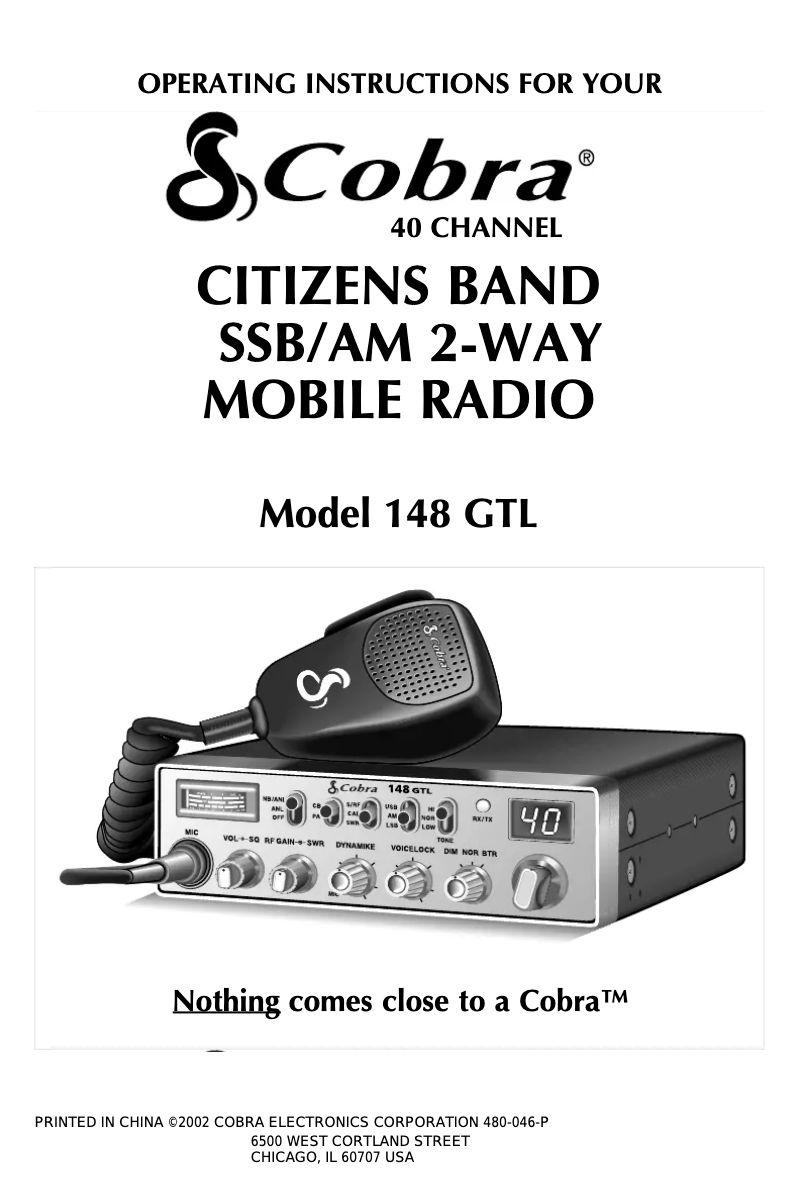 Page 1 de la notice Manuel utilisateur Cobra 148 GTL