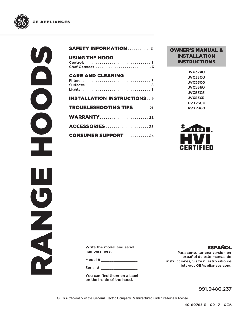 Page 1 de la notice Manuel d'utilisation et d'entretien GE Profile PVX7300EJES