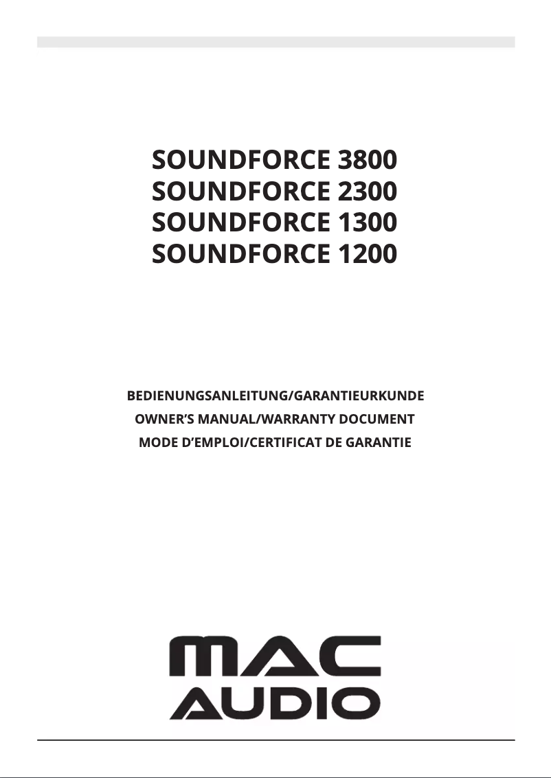 Page n°1 - Manuel utilisateur Mac Audio Soundforce 2300
