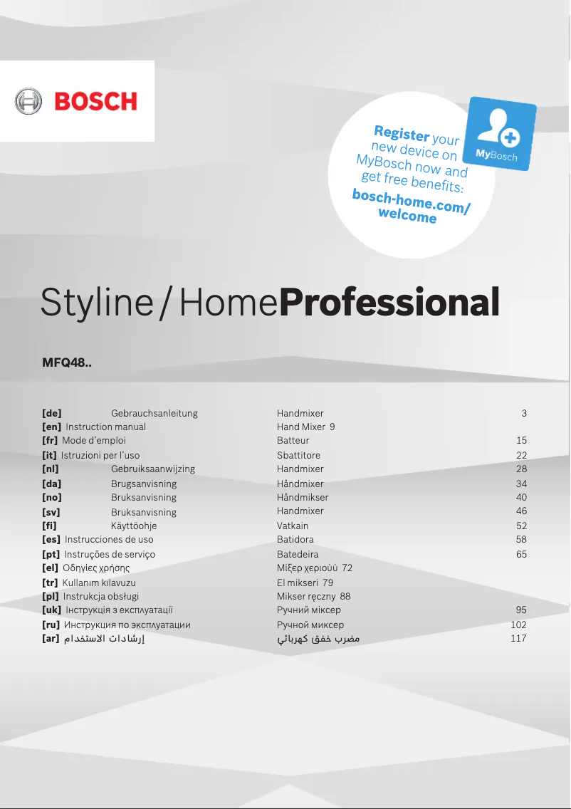 Page 1 de la notice Manuel utilisateur Bosch MFQ4840