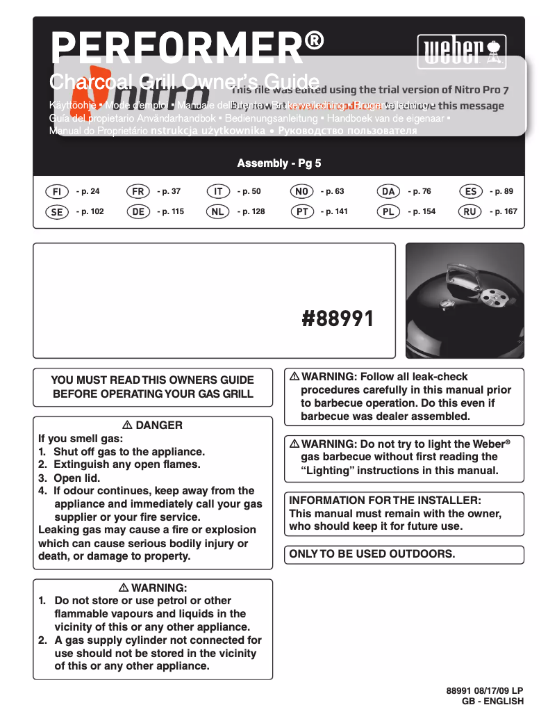 Image de la première page du manuel de l'appareil Performer Original