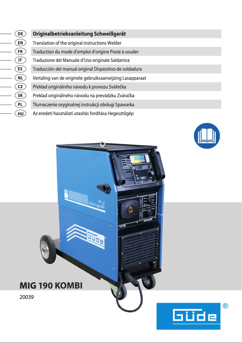 Page 1 de la notice Manuel utilisateur Güde MIG190KOMBI