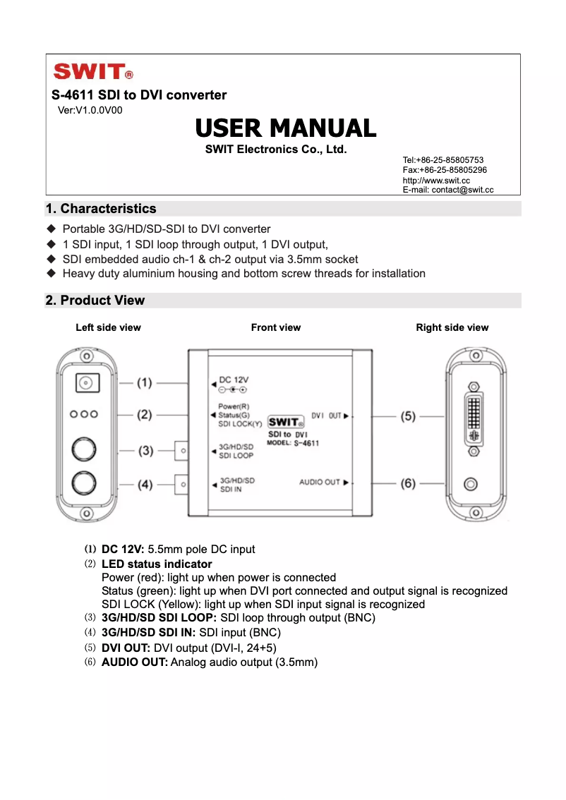 Imagen de la primera página del manual del dispositivo S-4611