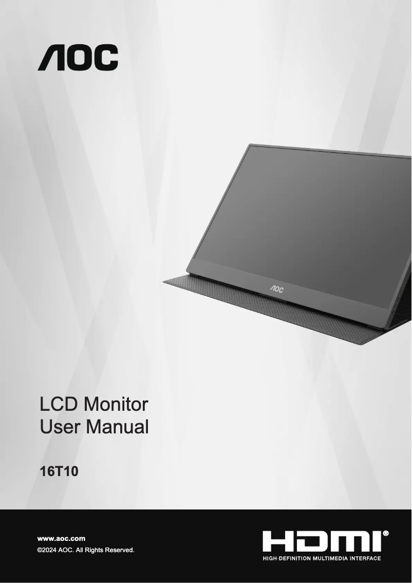 Page n°1 - Manuel utilisateur AOC 16T10