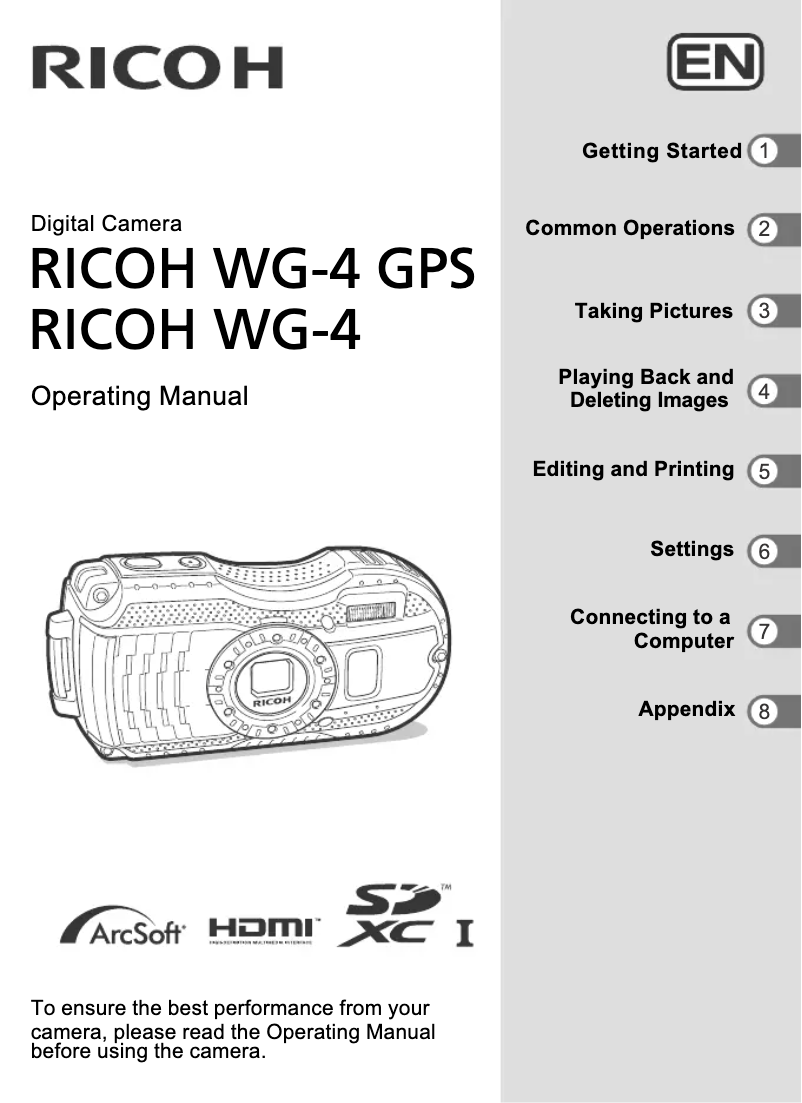 Page 1 de la notice Manuel utilisateur Ricoh WG-5 GPS