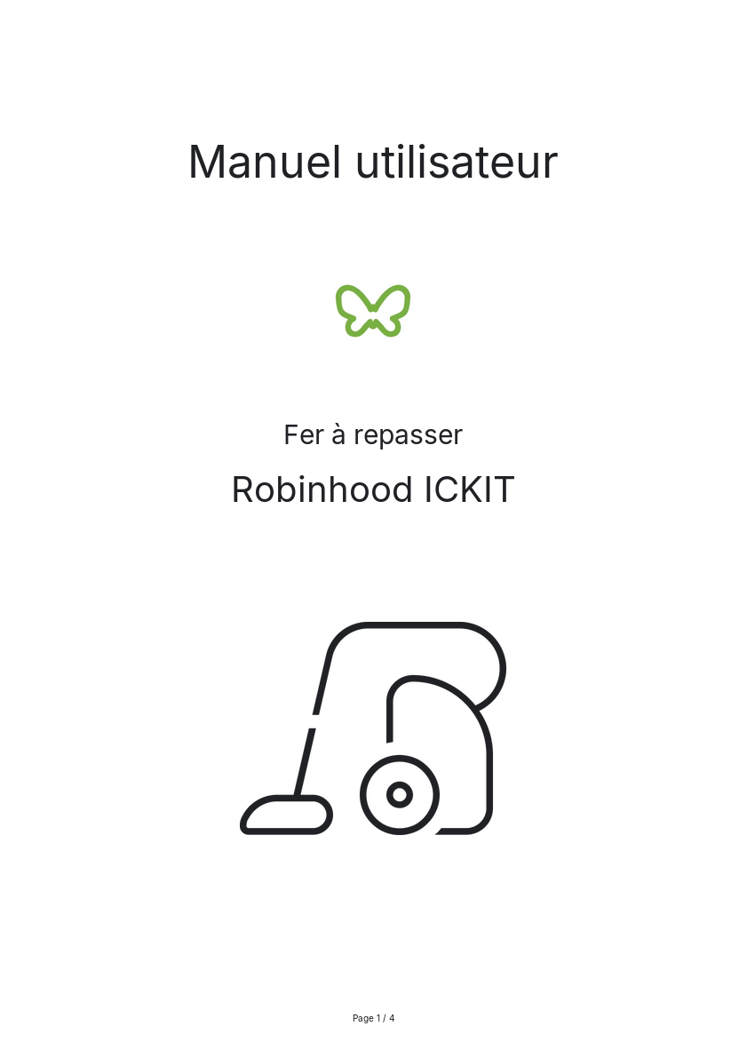 Image de la première page du manuel de l'appareil ICKIT