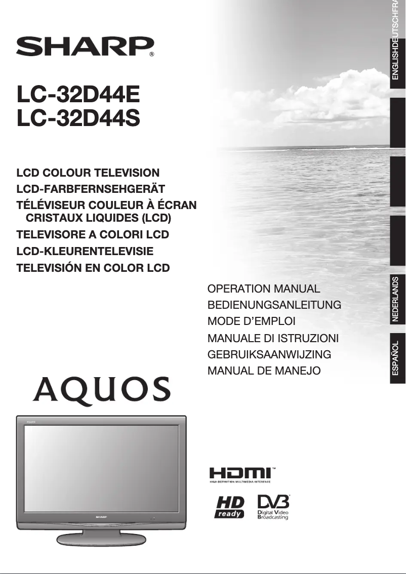 Page n°1 - Manuel utilisateur Sharp LC-32D44E-GY