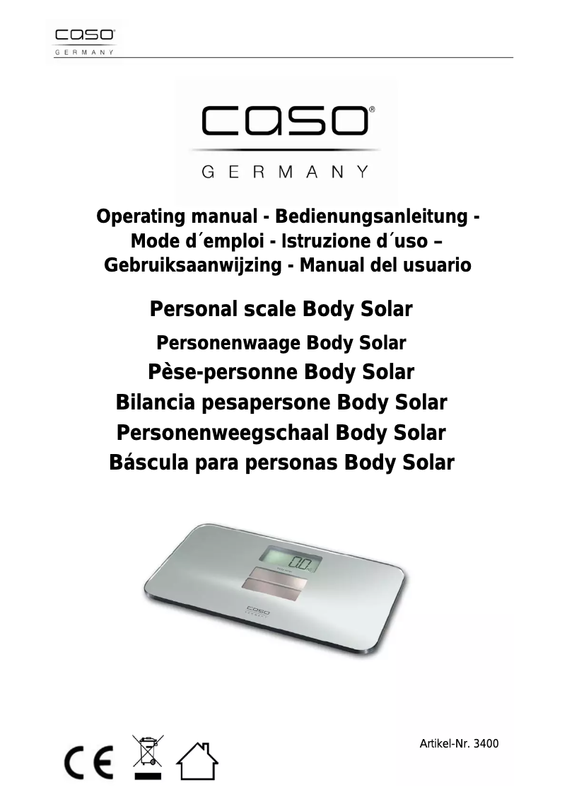 Page 1 de la notice Manuel utilisateur Caso Body Solar 3400