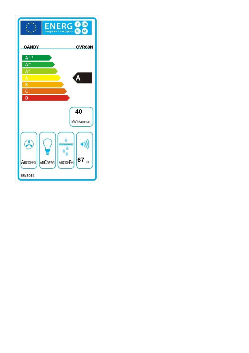 Page n°1 - Label énergétique Candy CVR60N