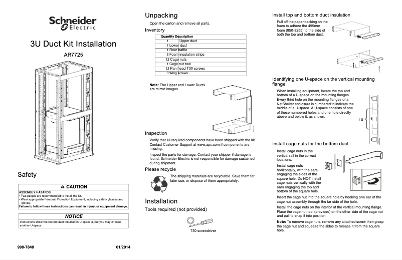 Page 1 de la notice Manuel utilisateur APC NetShelter SX AR7725