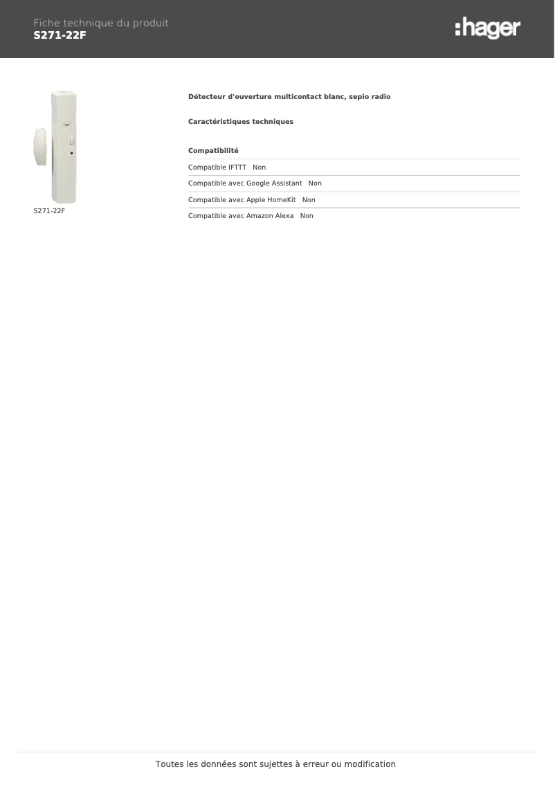 Image de la première page du manuel de l'appareil S271-22F