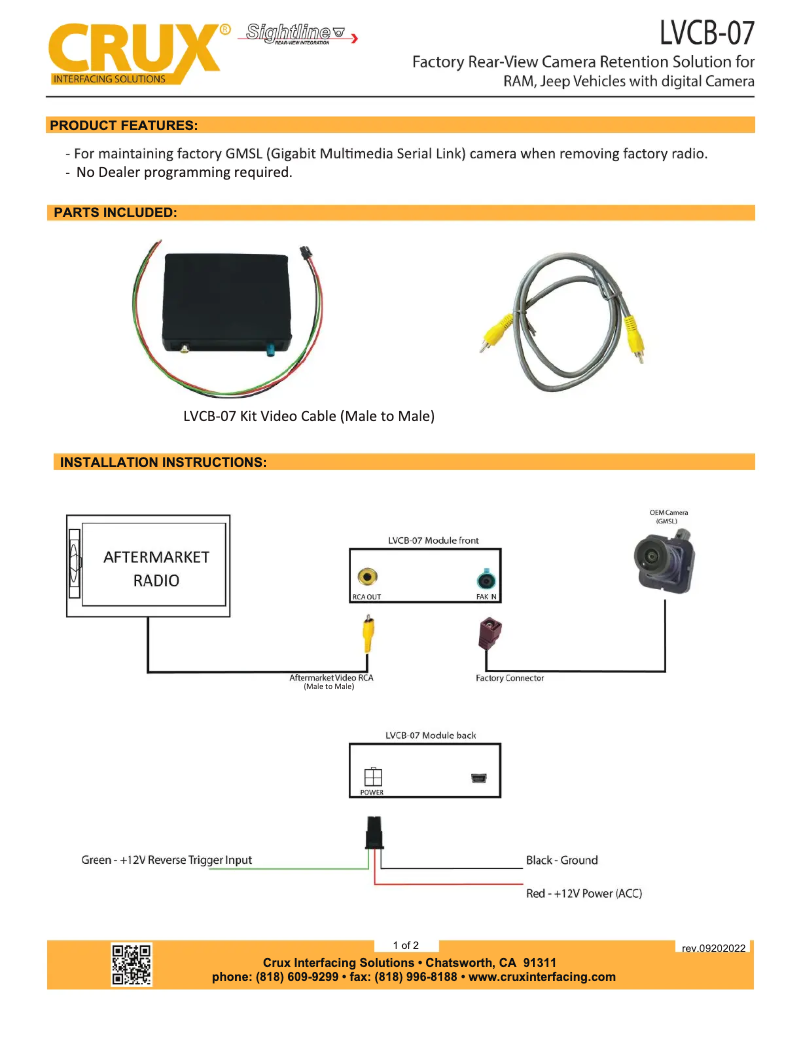 Page 1 of the manual User Manual CRUX LVCB-07