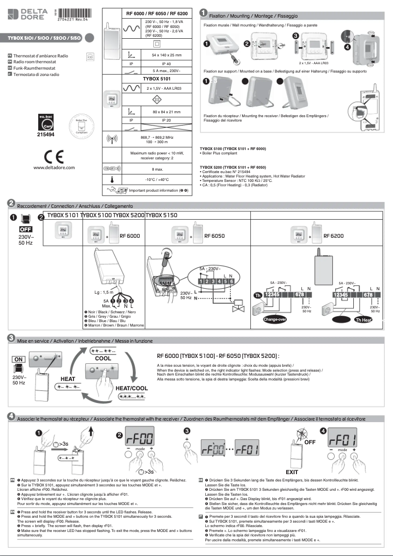 Page 1 de la notice Manuel utilisateur Delta Dore Tybox RF 6050