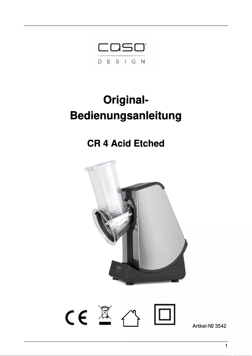 Page 1 de la notice Manuel utilisateur Caso CR4 Acid Etched