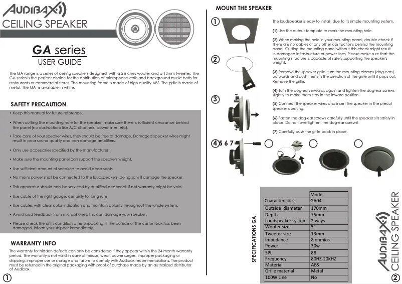 Page n°1 - Manuel utilisateur Audibax GA04