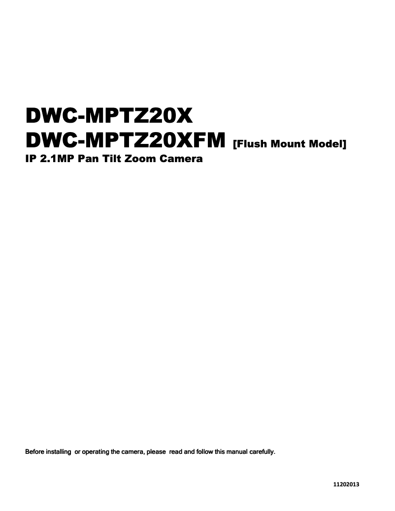 Image de la première page du manuel de l'appareil MegaPix DWC-MPTZ20XFM