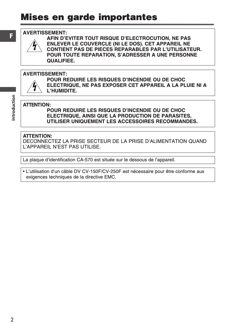 Image de la première page du manuel de l'appareil MVX250i