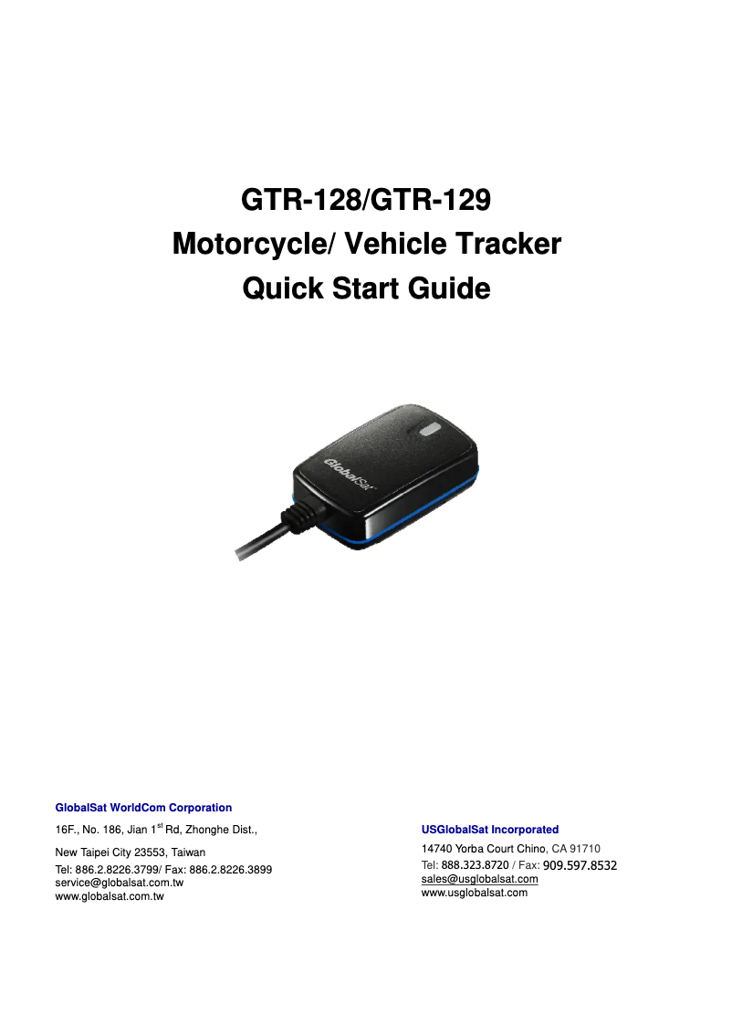 Page n°1 - Manuel utilisateur GlobalSat GTR-128