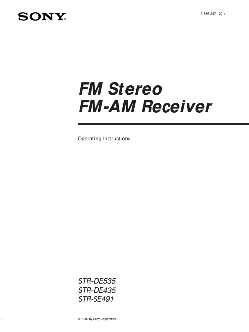 Page 1 de la notice Manuel utilisateur Sony STR-SE491