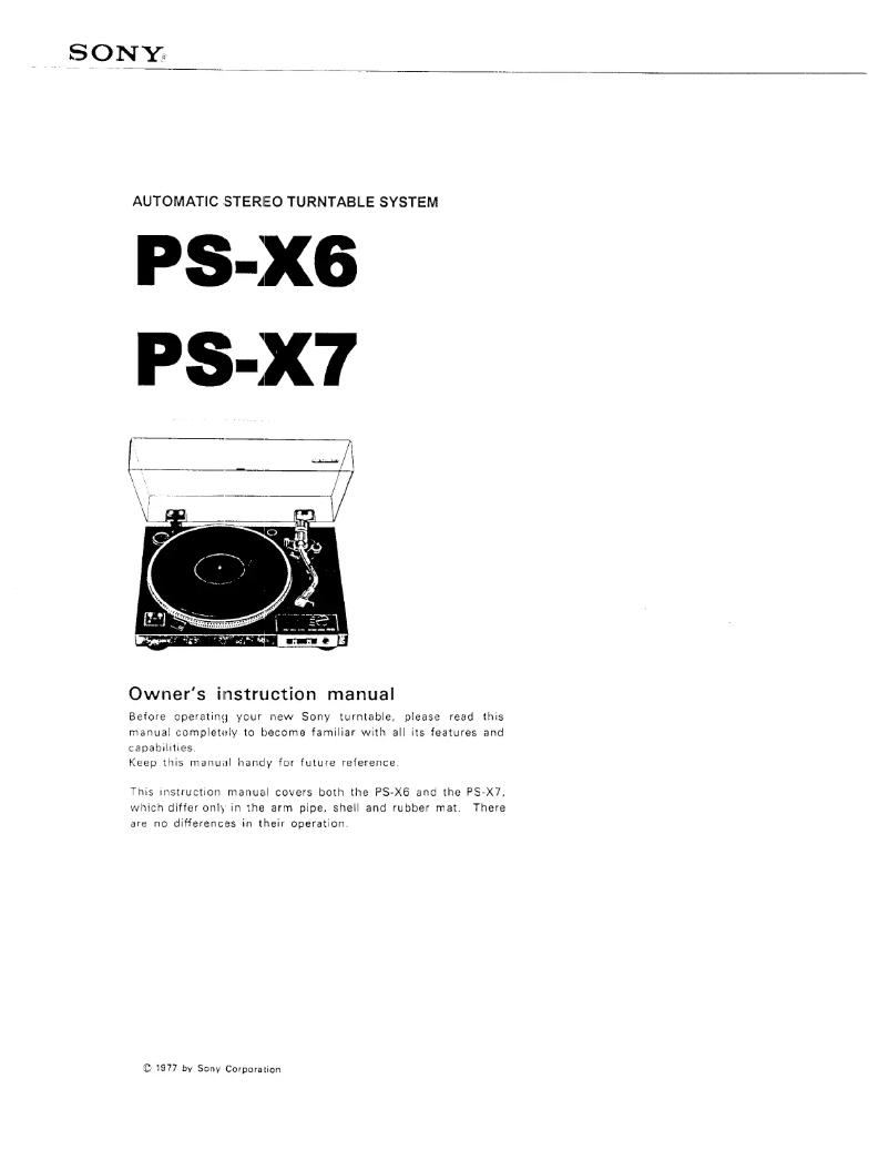 Page n°1 - Manuel utilisateur Sony PS-X7
