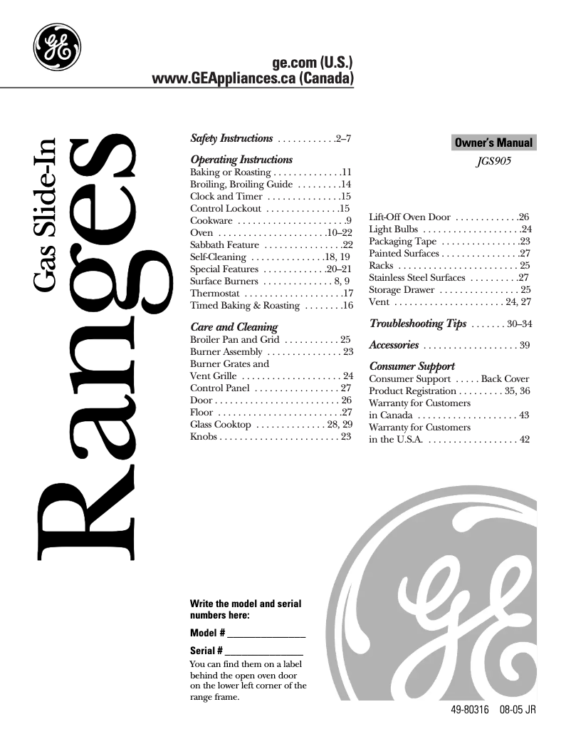 Page 1 de la notice Mode d'emploi GE JGS905TEKWW