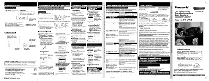 Image de la première page du manuel de l'appareil PV-V462