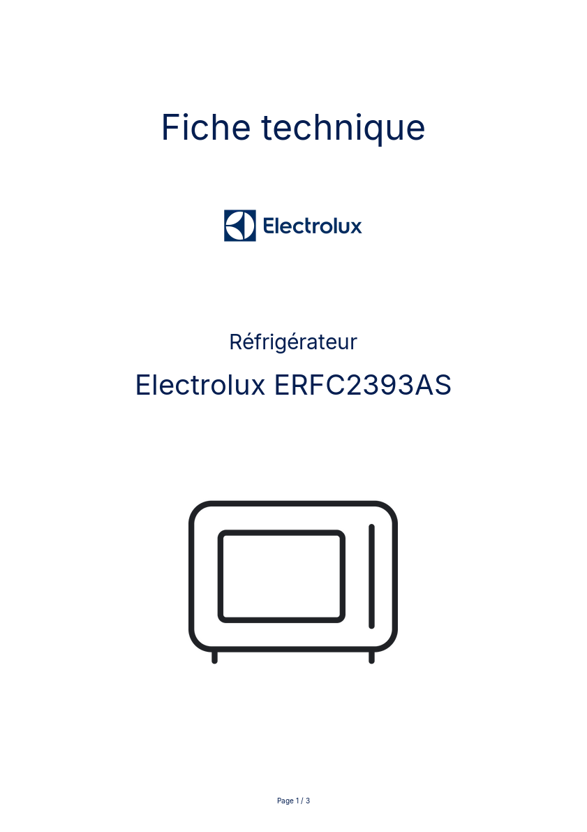 Page n°1 - Fiche technique Electrolux ERFC2393AS