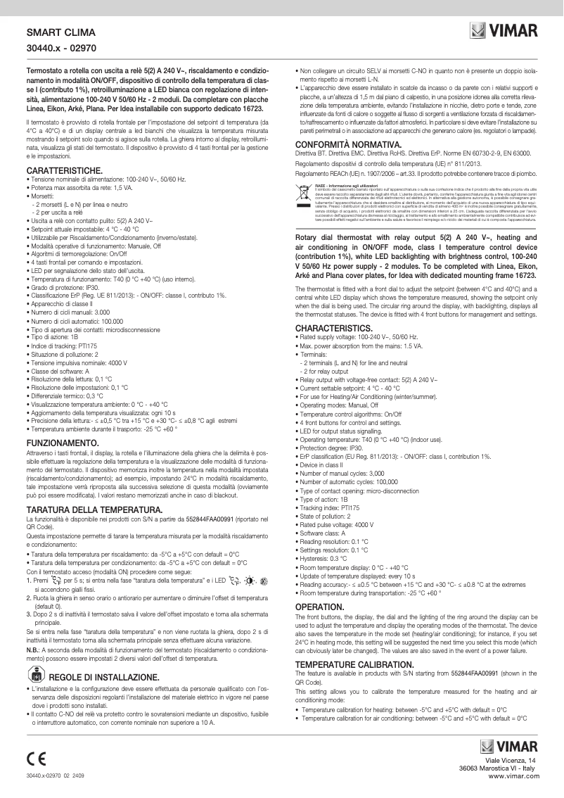 Page 1 de la notice Manuel utilisateur Vimar 30440.G