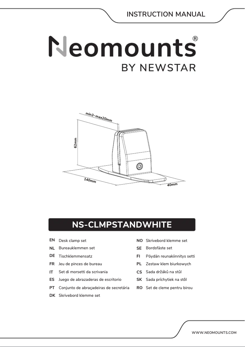 Page n°1 - Manuel utilisateur Newstar Neomounts NS-CLMPSTANDWHITE