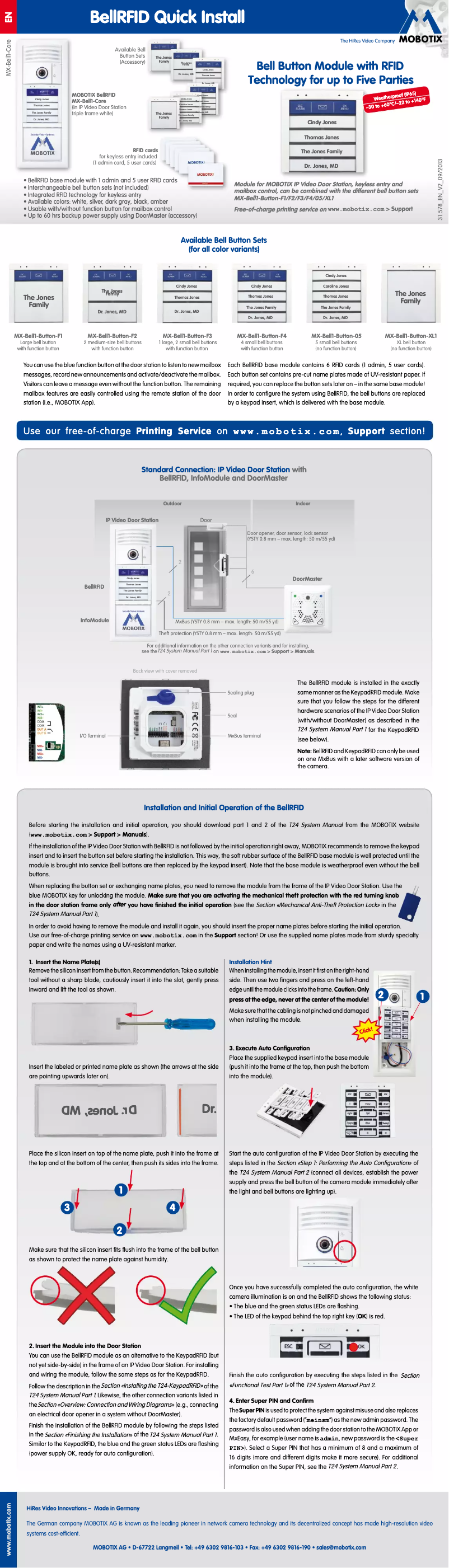 Page 1 de la notice Manuel utilisateur Mobotix MX-Bell1-Button-F1