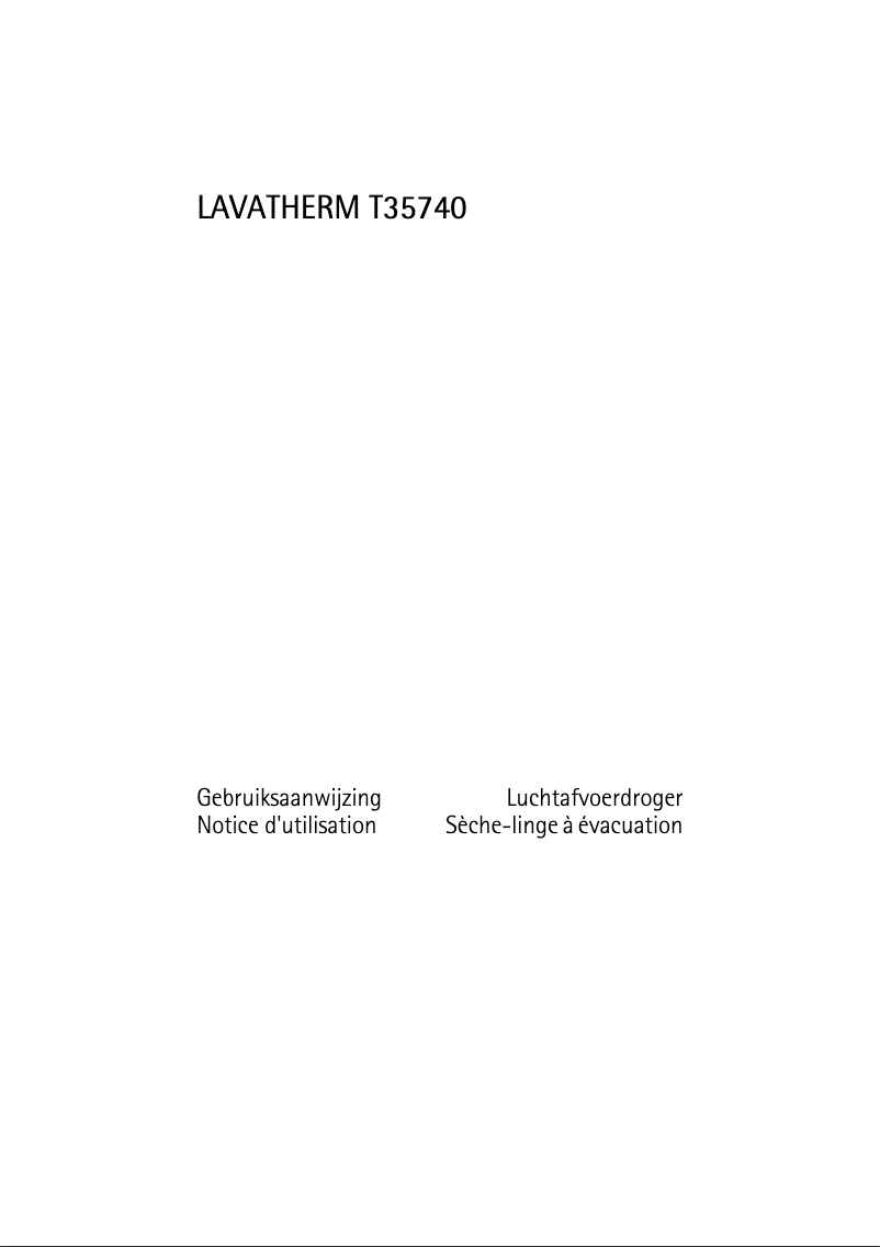 Page 1 de la notice Manuel utilisateur AEG-Electrolux Lavatherm T35740