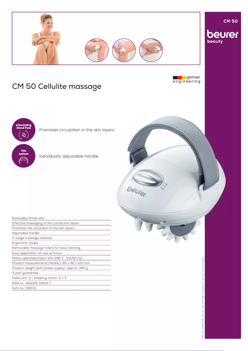 Page 1 de la notice Fiche technique Beurer CM 50