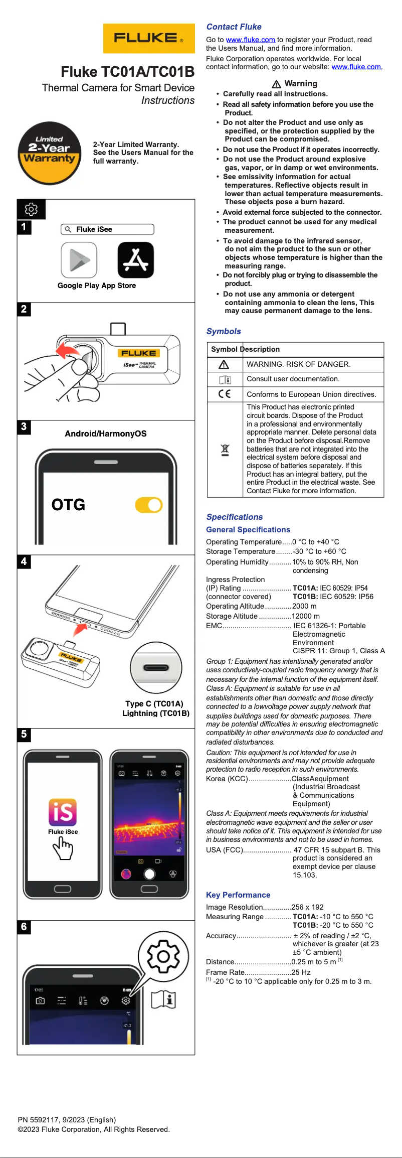 Page 1 de la notice Instructions / montage Fluke iSee TC01A