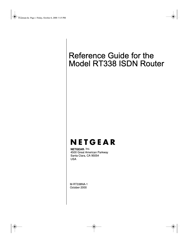 Page 1 de la notice Manuel utilisateur Netgear RT338