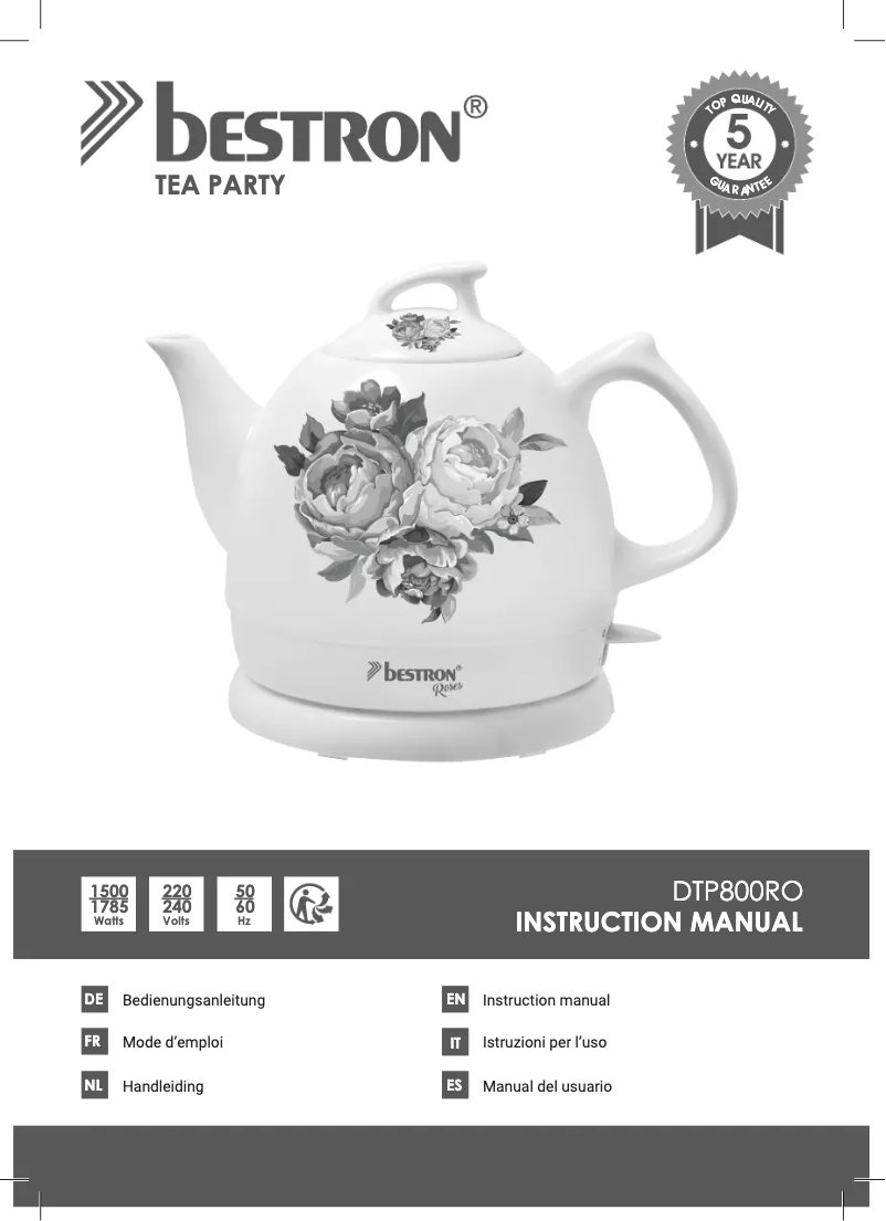 Page 1 de la notice Mode d'emploi Bestron DTP800RO