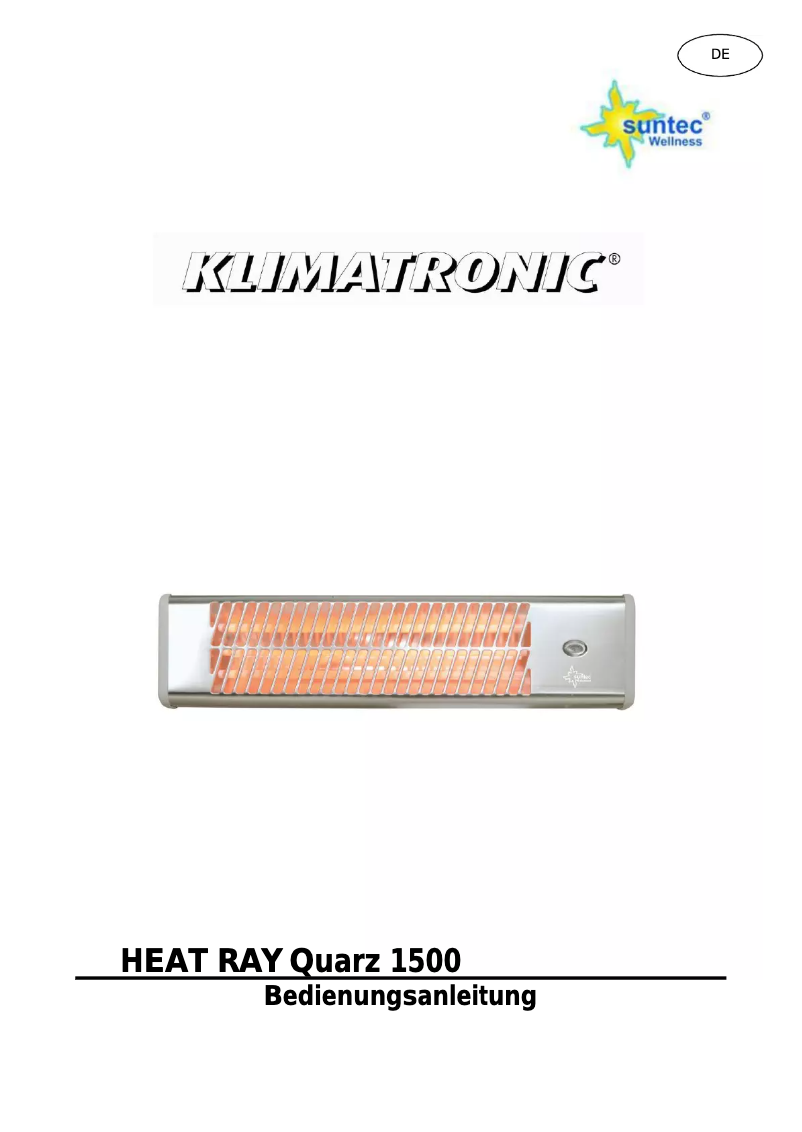 Page 1 de la notice Manuel utilisateur Suntec Heat Ray Quarz 1500