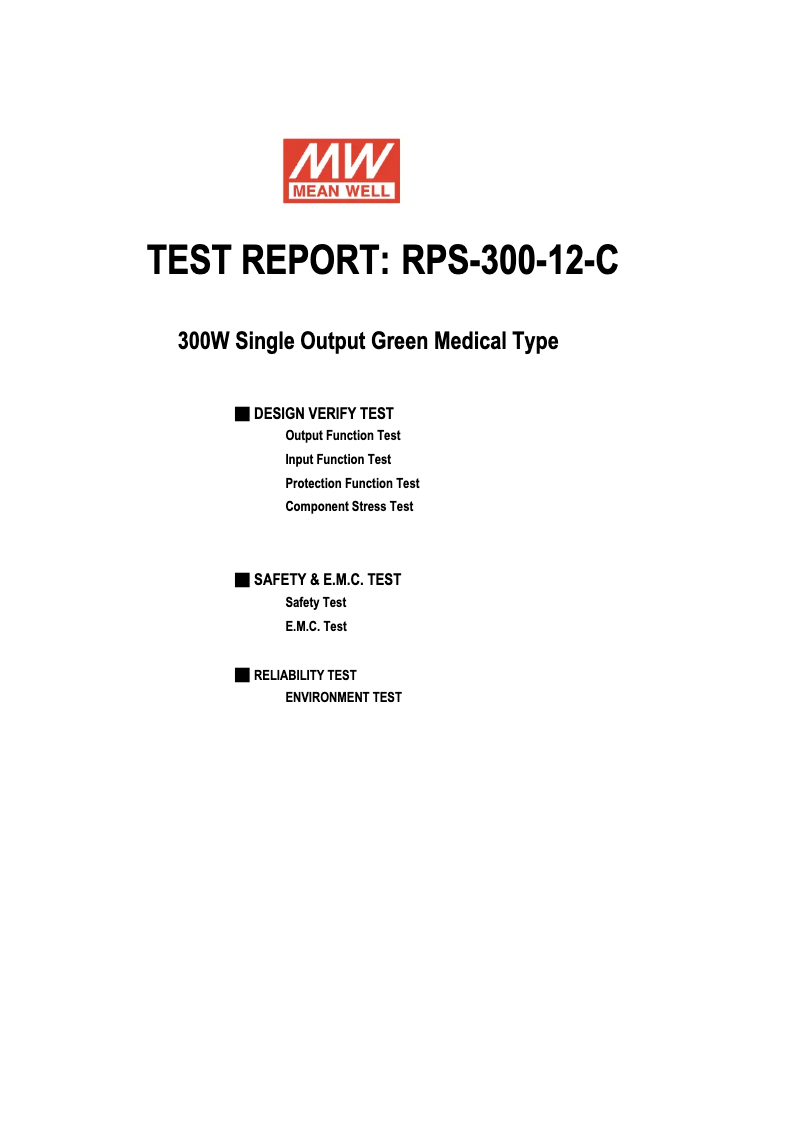 Page 1 de la notice Fiche technique Mean Well RPS-300-12-C
