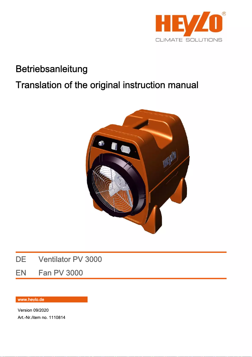 Page 1 de la notice Manuel utilisateur Heylo PV 3000