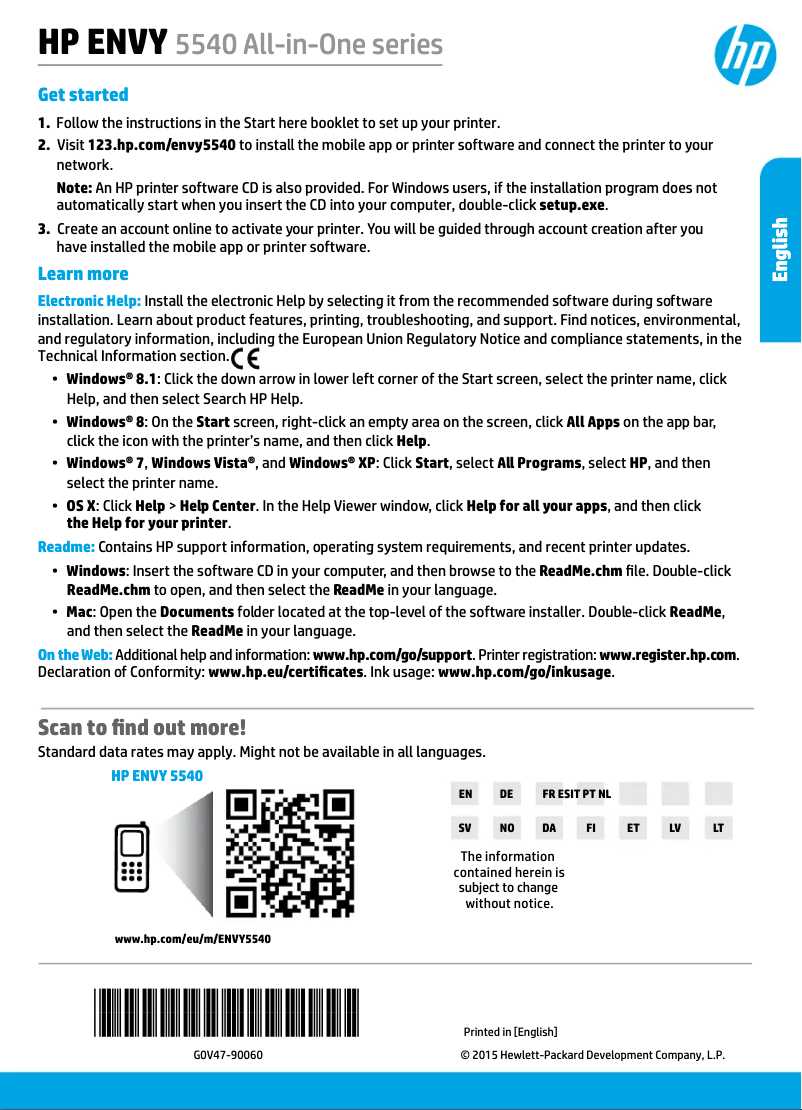 Página 1 del manual Manual de usuario HP ENVY 5543