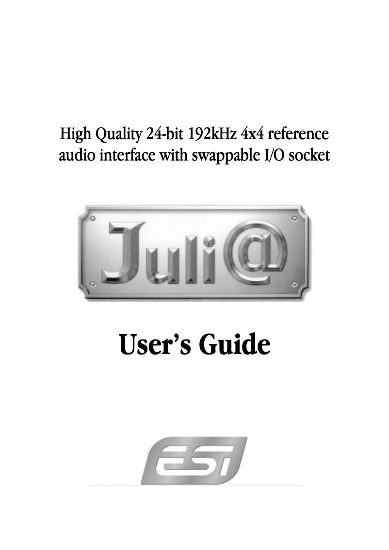 Page 1 de la notice Manuel utilisateur ESI Juli@