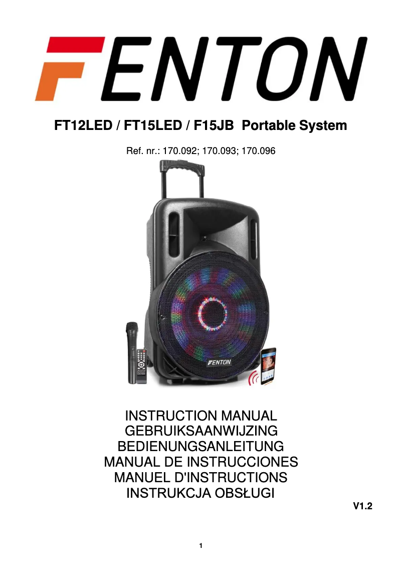 Page 1 de la notice Manuel utilisateur Fenton FT15JB