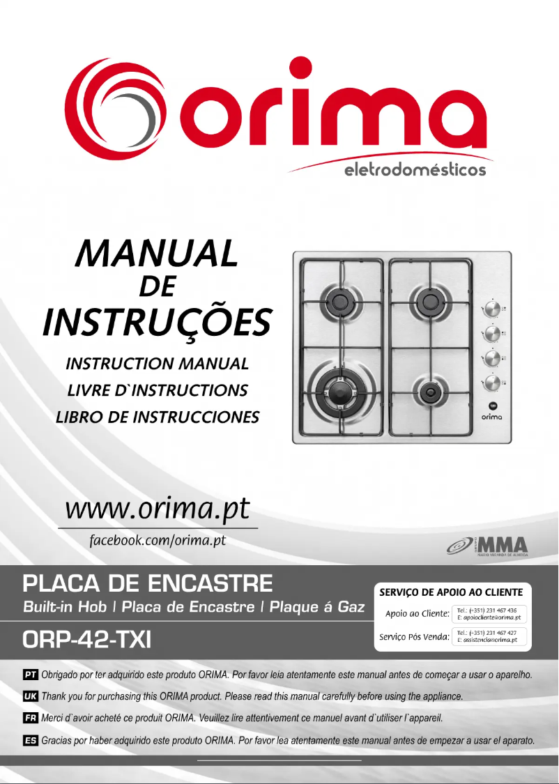 Page 1 de la notice Manuel utilisateur Orima ORP-42-TXI
